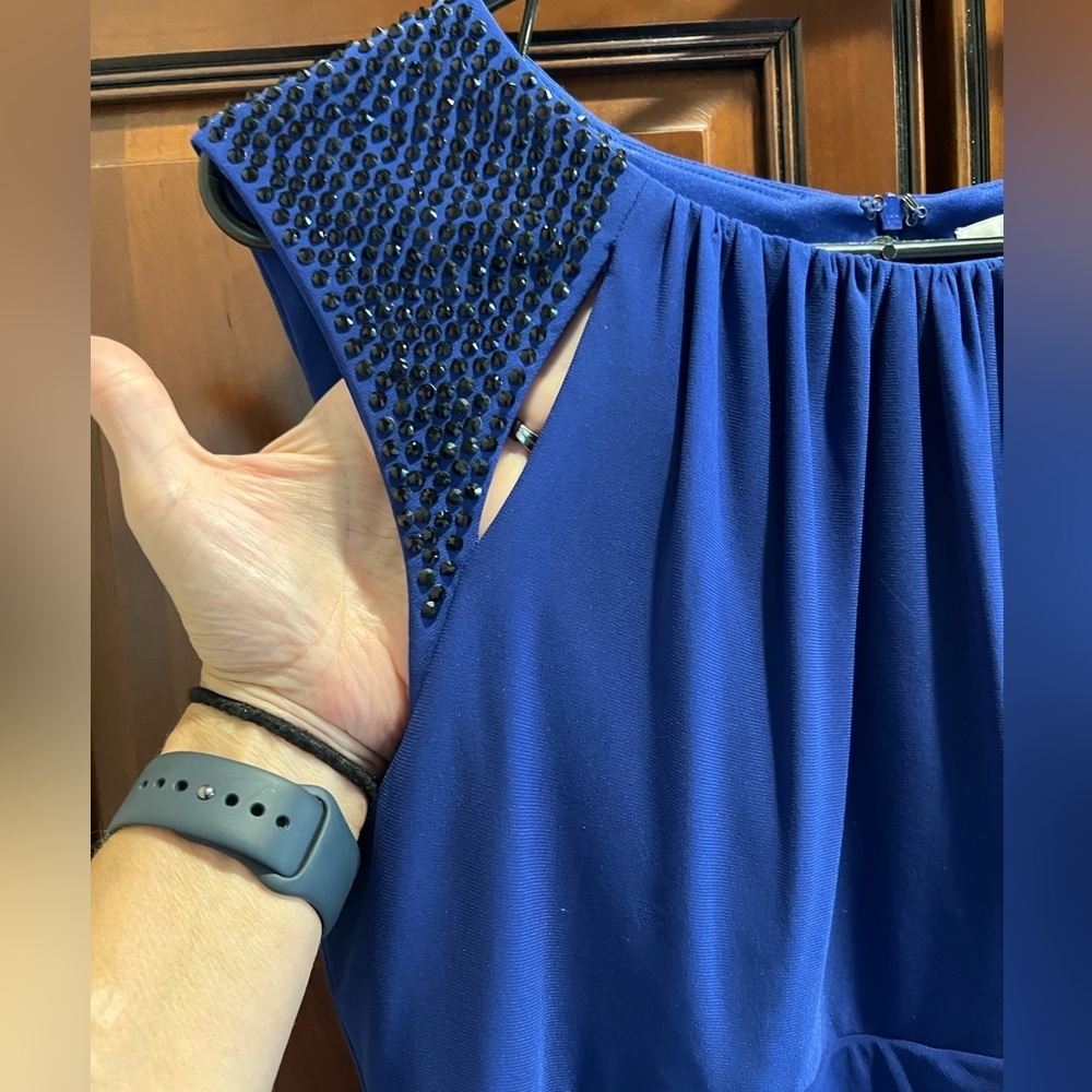 Cache Dress Royal Blue w/Black Shoulder Accents - 14 - Picture 3 of 14